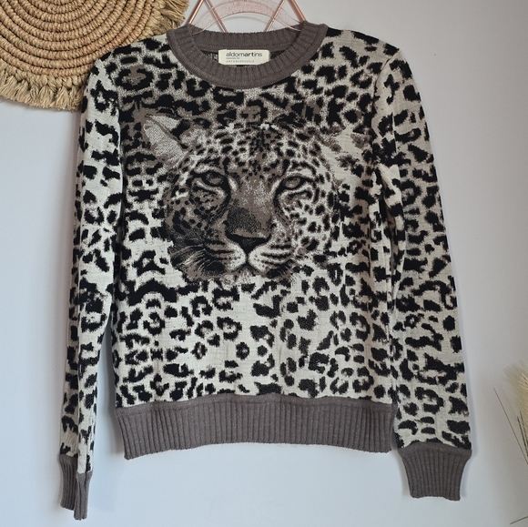 Anthropologie, New, Aldomartins Safa Leopard Neutral Sweater, Size Small - Picture 9 of 12